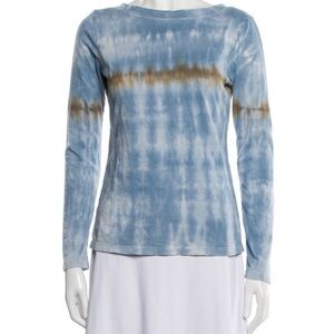 Raquel Allegra Blue Tie-Dye Bateau Neckline Long Sleeve Tee